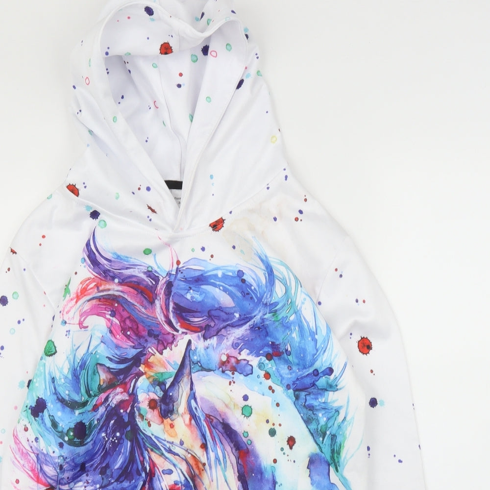 Funnycokid Girls White   Pullover Hoodie Size 3XL