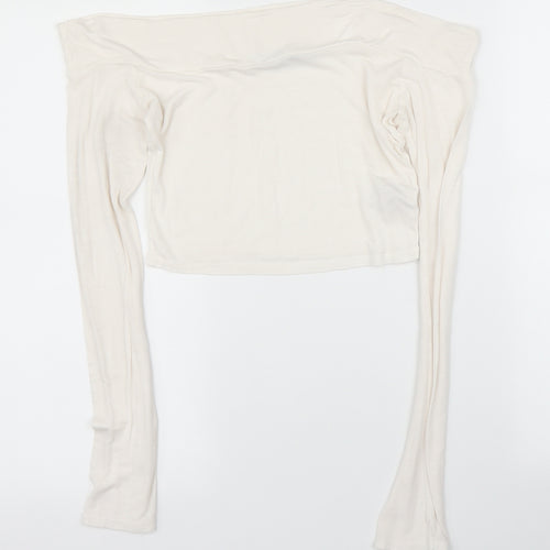 Boohoo Womens White   Cropped Blouse Size 8