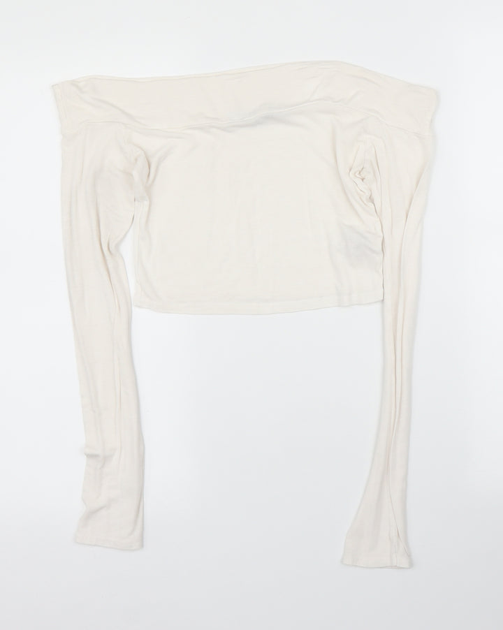Boohoo Womens White   Cropped Blouse Size 8