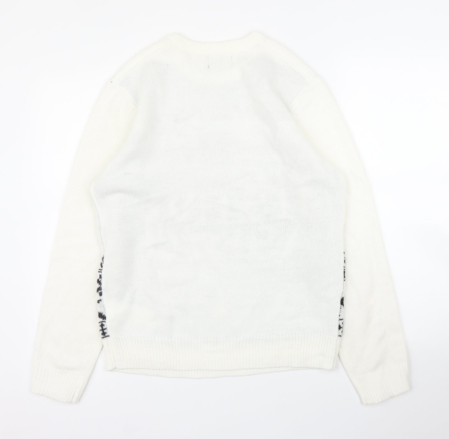 Boohoo Mens White Fair Isle  Pullover Jumper Size M