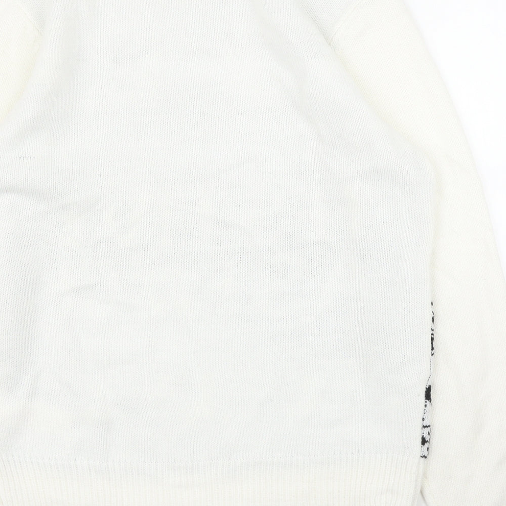 Boohoo Mens White Fair Isle  Pullover Jumper Size M