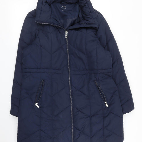 M&S Womens Blue   Puffer Jacket Coat Size 16