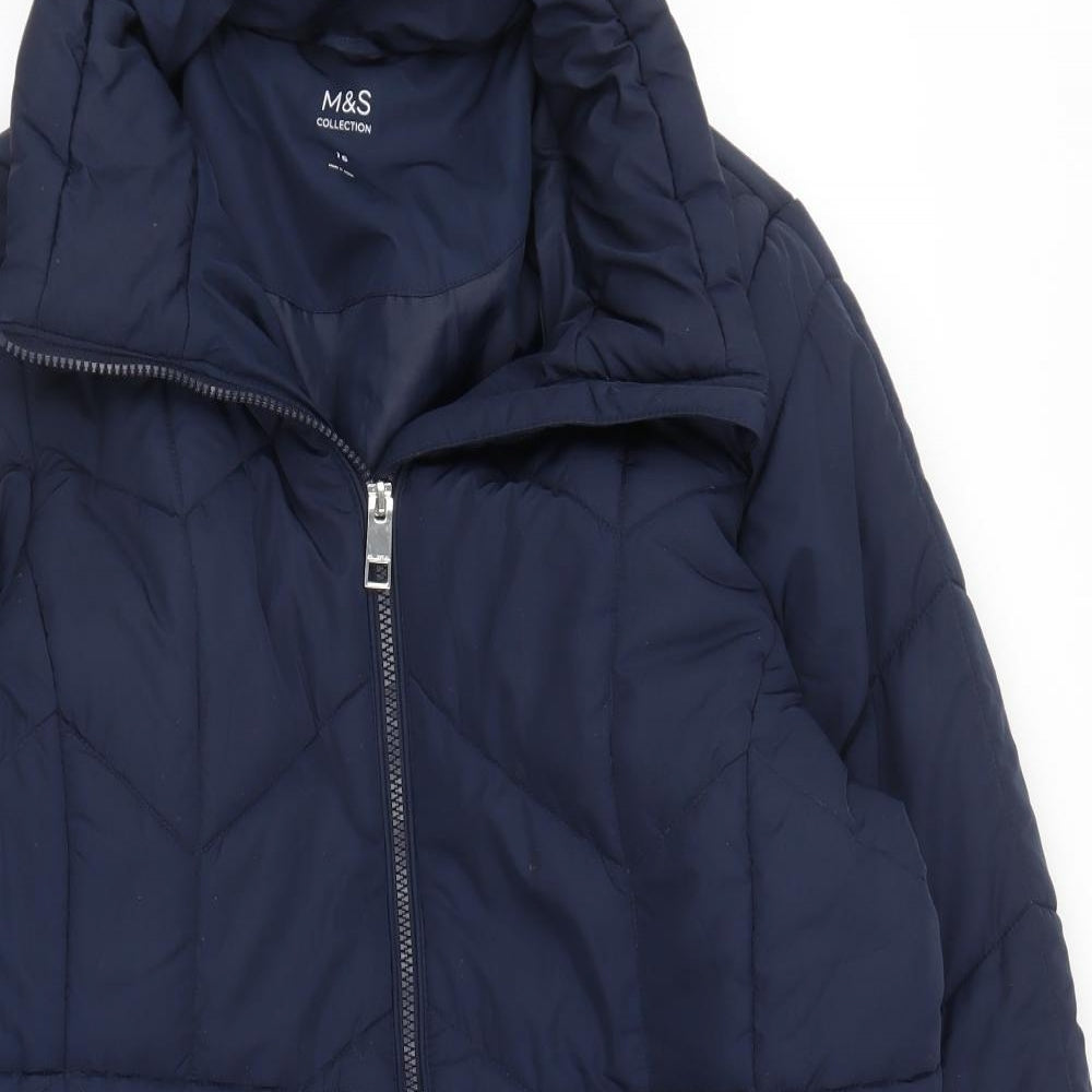 M&S Womens Blue   Puffer Jacket Coat Size 16