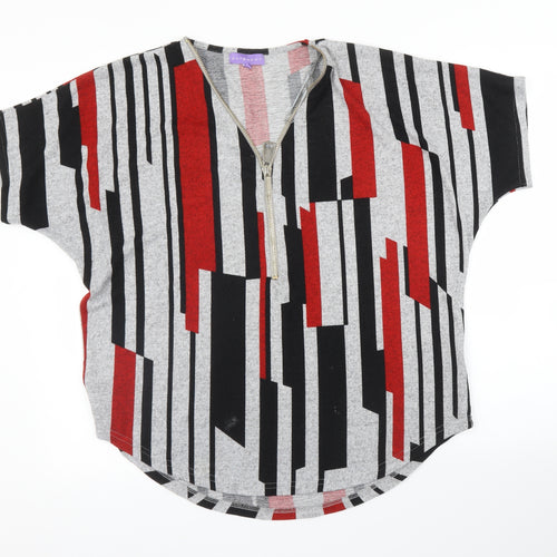 Autonomy Womens Grey Striped  Basic Blouse Size 12