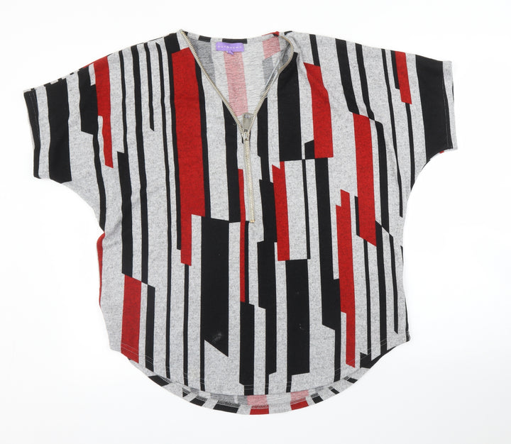 Autonomy Womens Grey Striped Basic Blouse Size 12