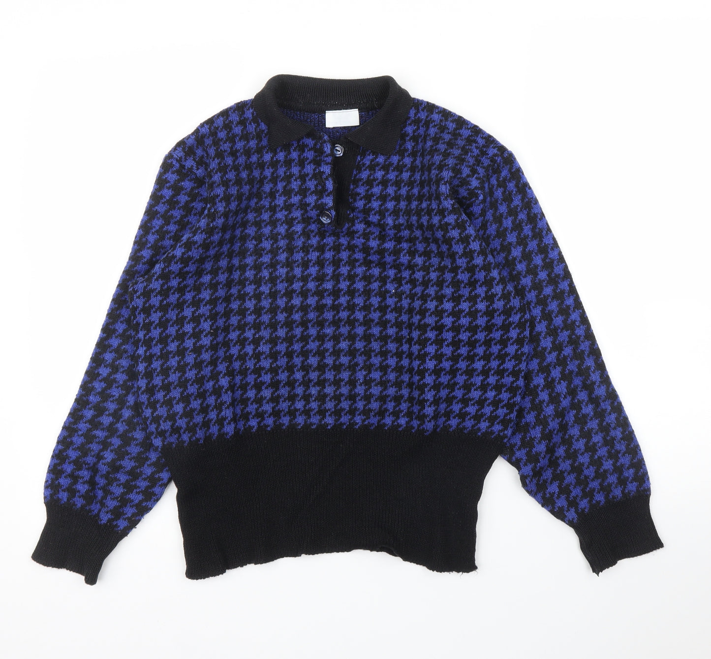 Preworn Womens Blue Houndstooth  Cardigan Jumper Size S
