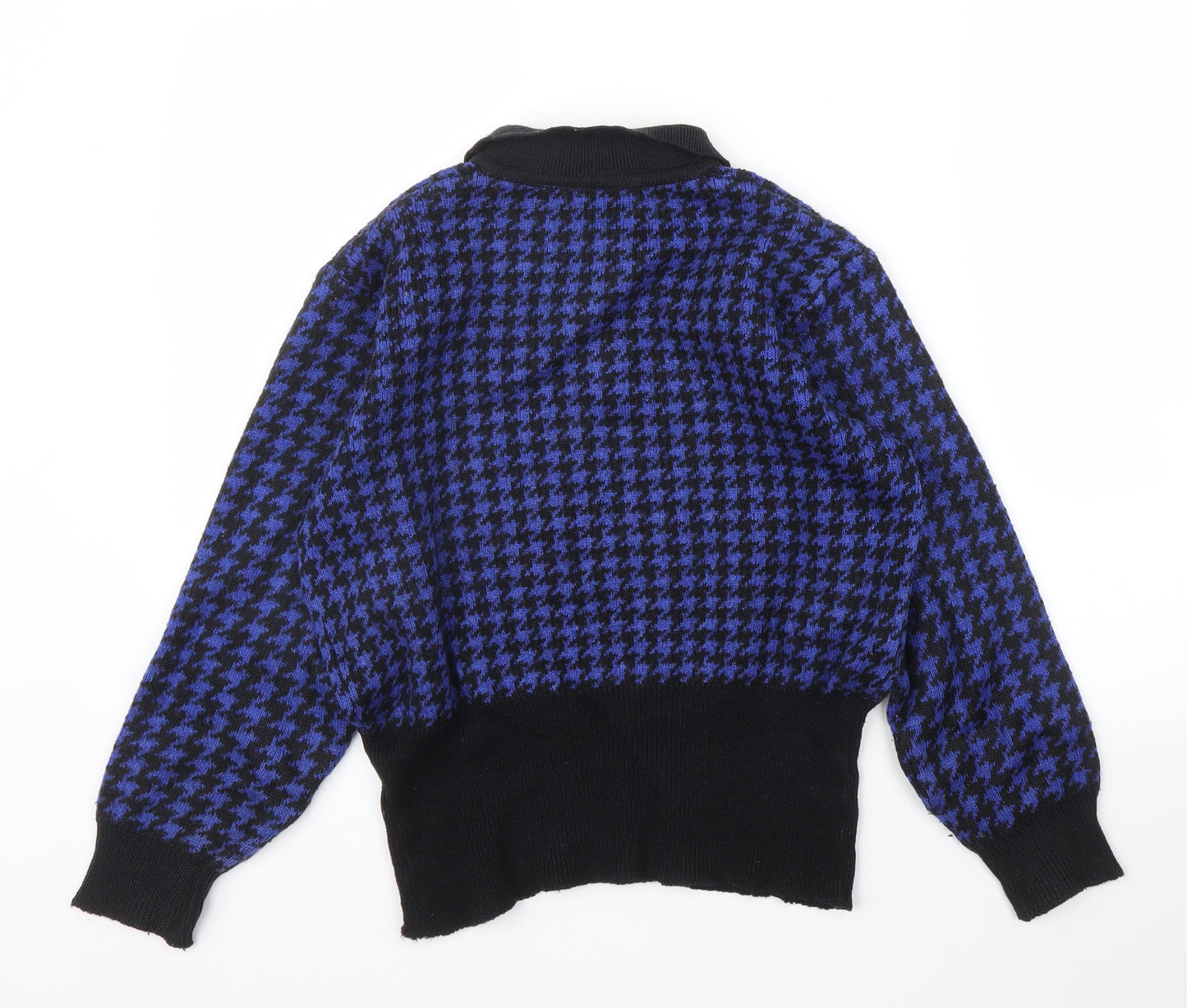Preworn Womens Blue Houndstooth  Cardigan Jumper Size S