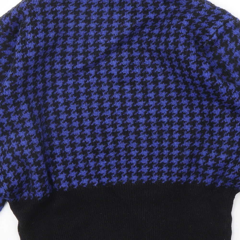 Preworn Womens Blue Houndstooth  Cardigan Jumper Size S