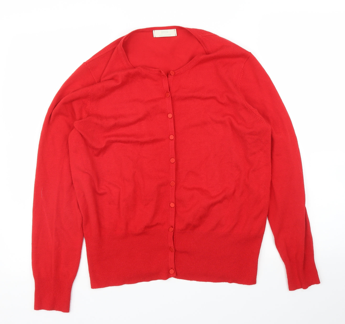 M&S Womens Red   Cardigan Jumper Size 18