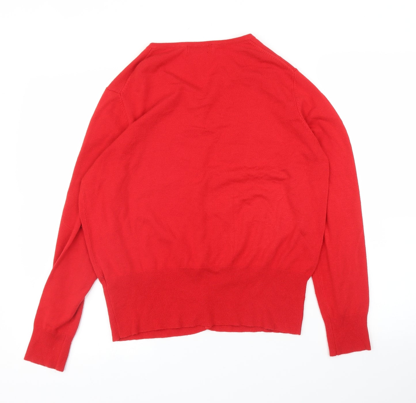 M&S Womens Red   Cardigan Jumper Size 18