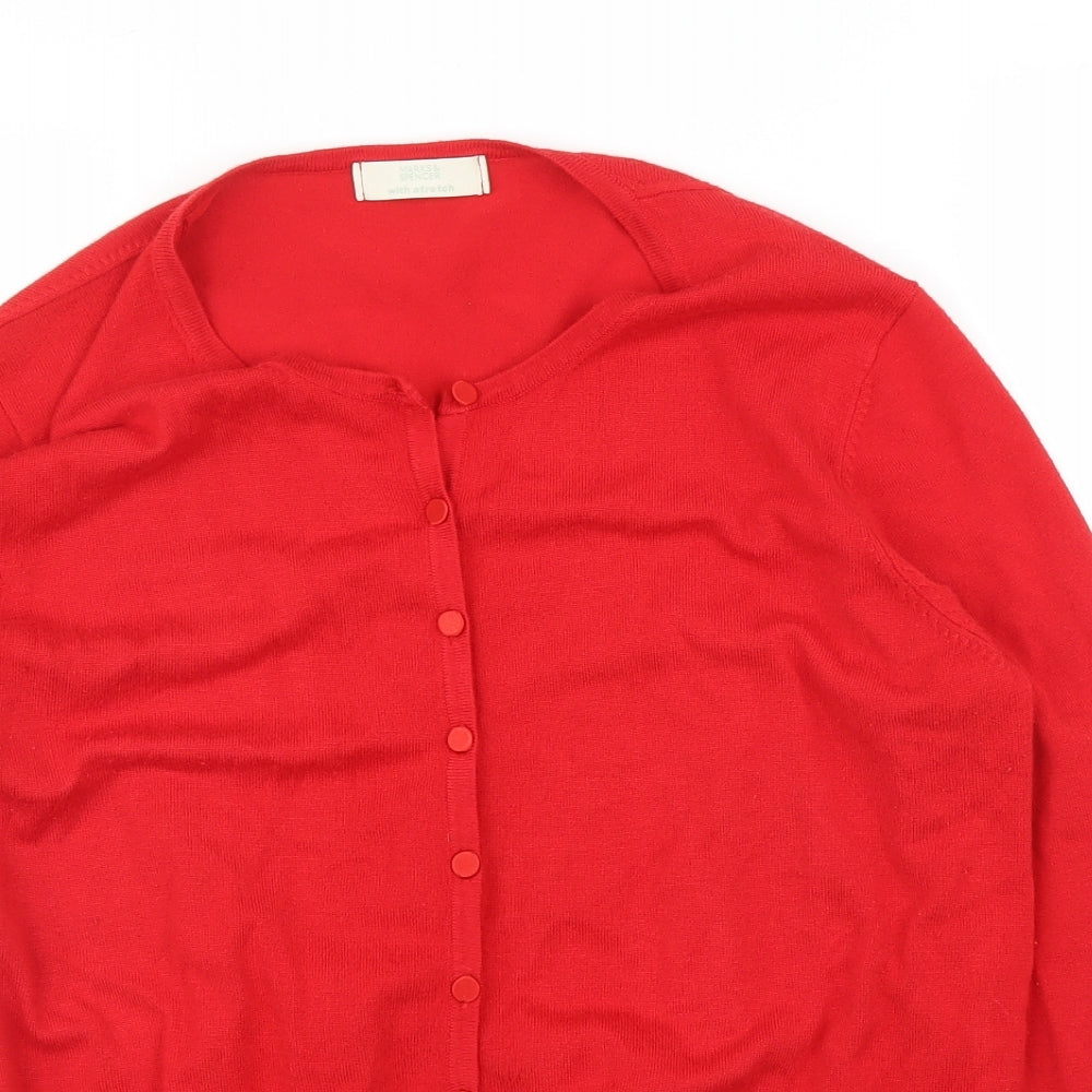 M&S Womens Red   Cardigan Jumper Size 18