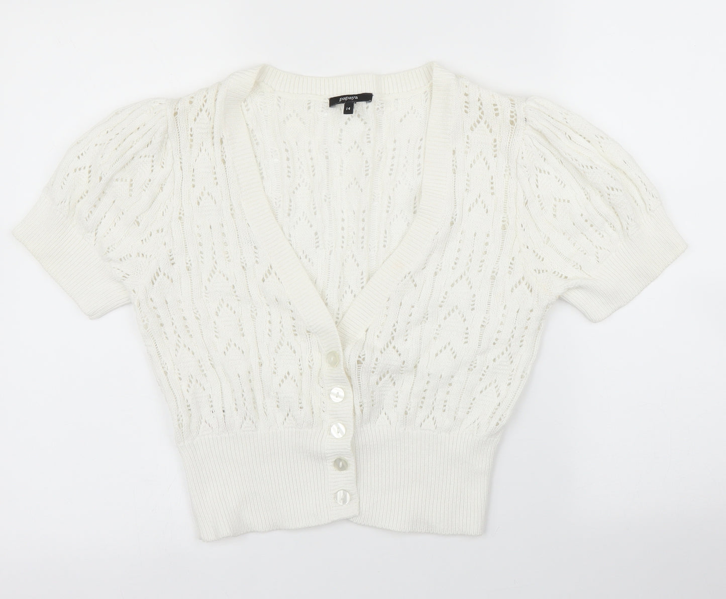 Papaya Womens White   Cardigan Jumper Size 14