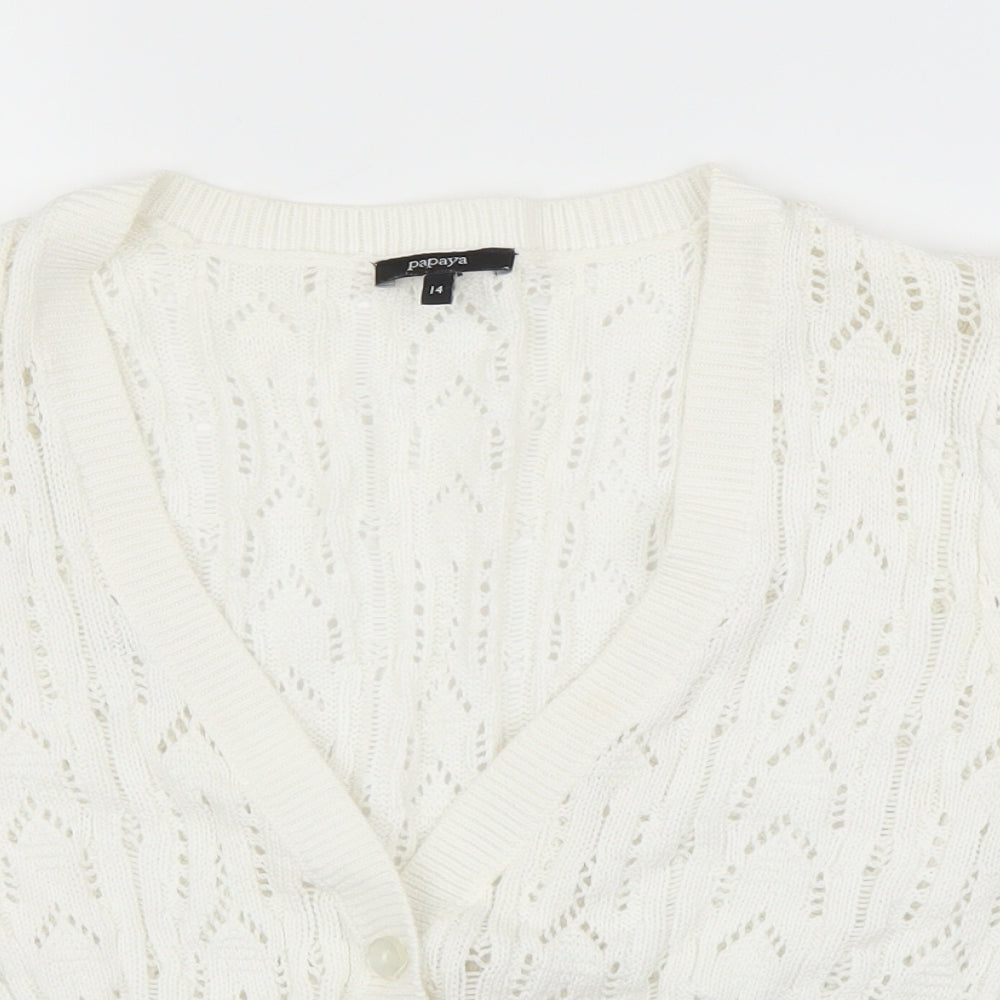 Papaya Womens White   Cardigan Jumper Size 14