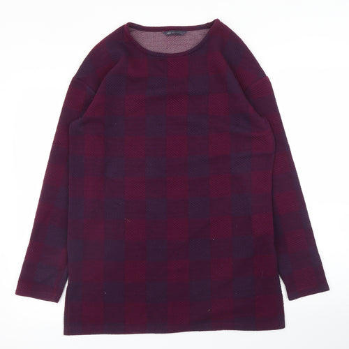 M&S Womens Purple Check  Pullover Jumper Size 10