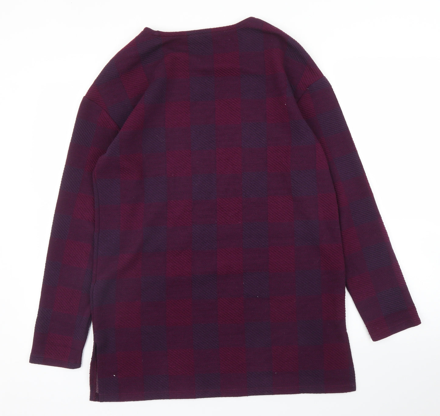 M&S Womens Purple Check  Pullover Jumper Size 10