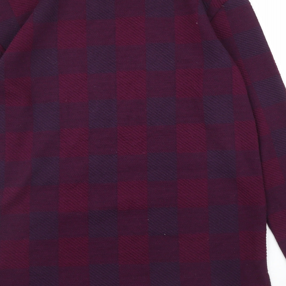 M&S Womens Purple Check  Pullover Jumper Size 10