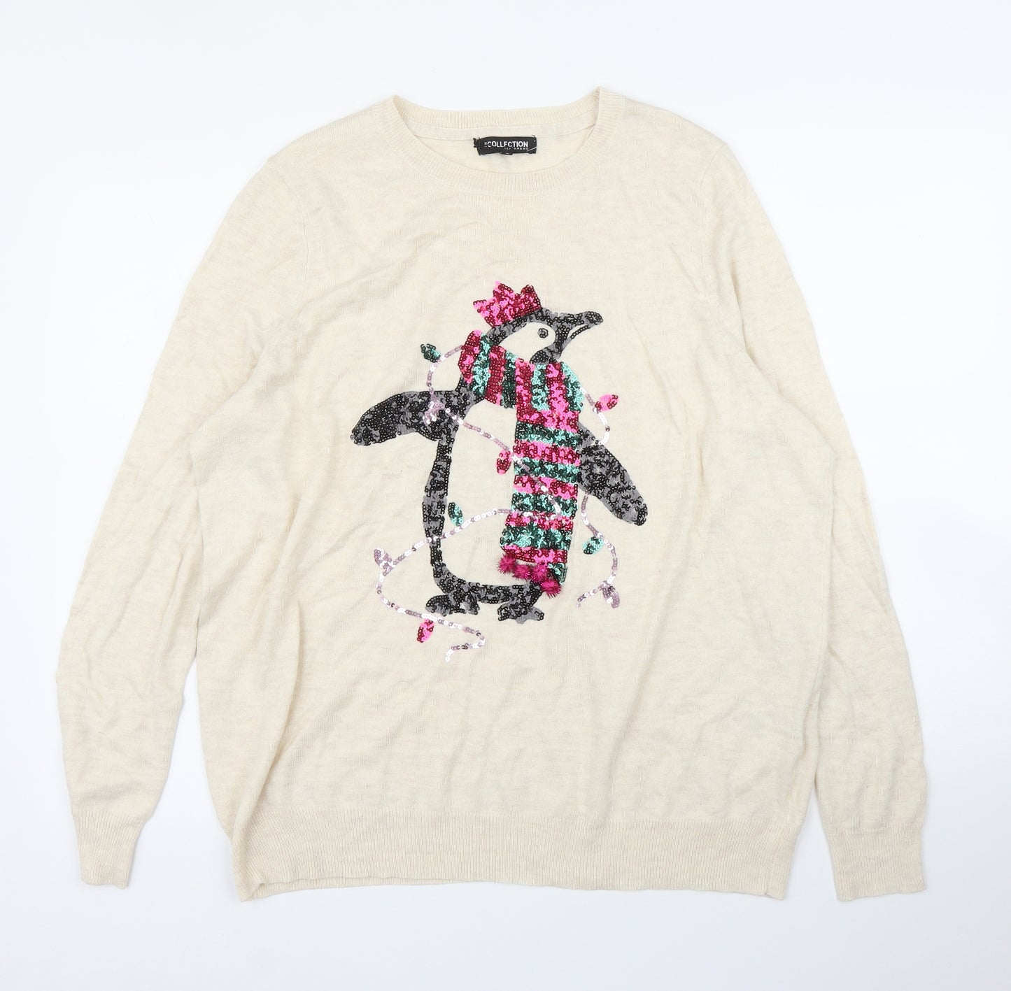 Debenhams Womens Beige   Pullover Jumper Size 20  - Christmas