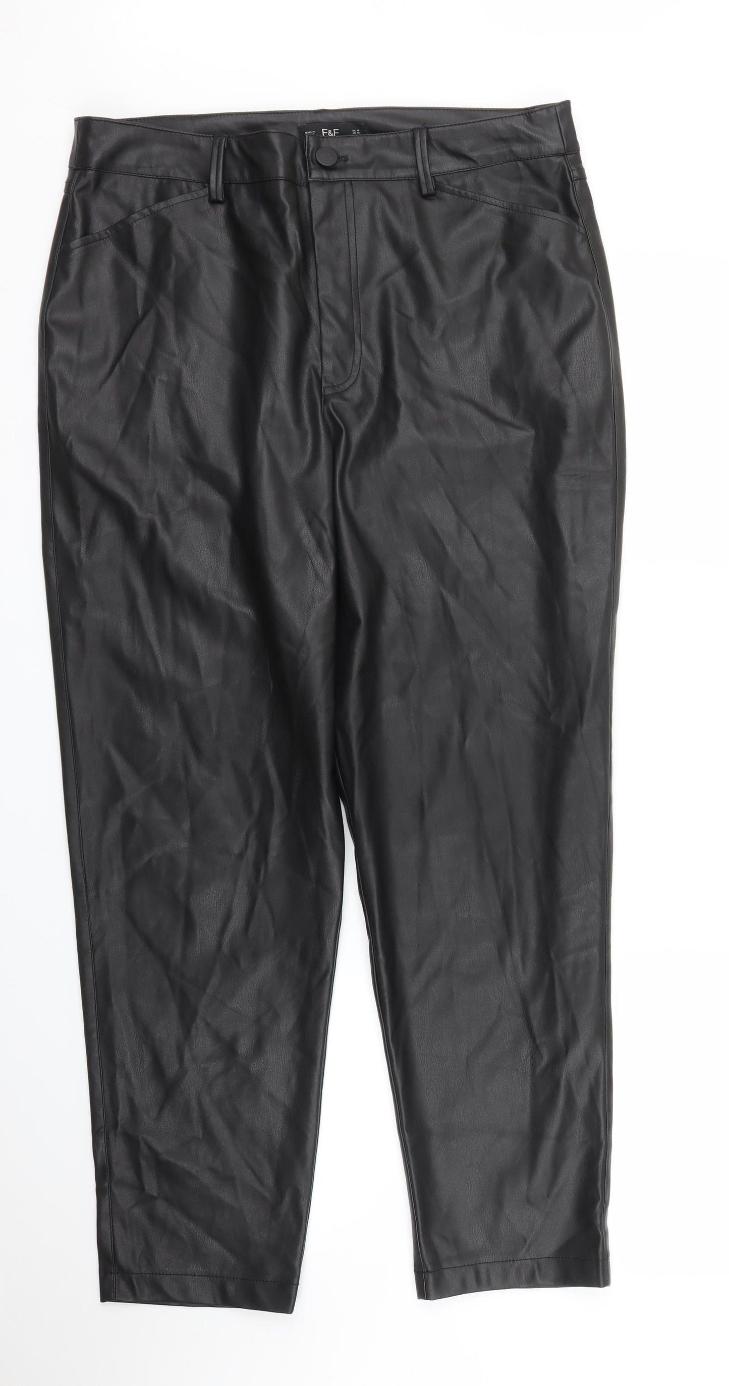 F&F Womens Black   Trousers  Size 14 L27 in