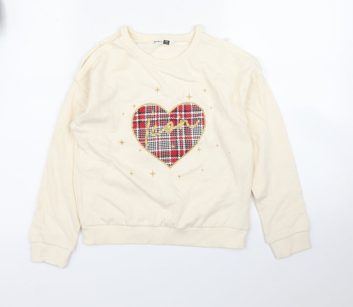 Pep&Co Girls Ivory   Pullover Sweatshirt Size 8 Years