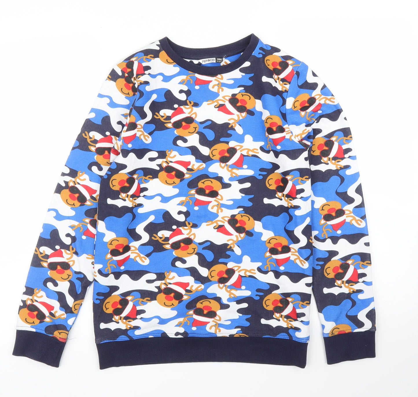 Pep&Co Boys Blue Camouflage  Pullover Jumper Size 11 Years  - Christmas