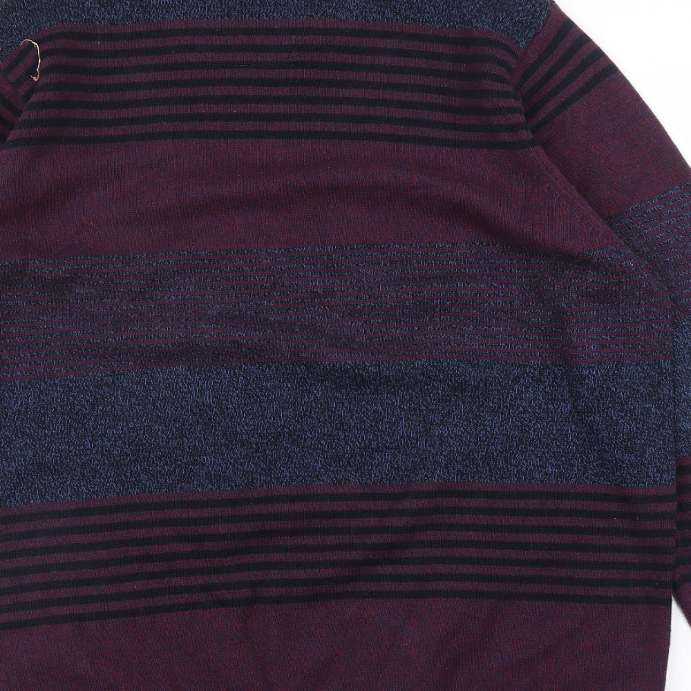 Debenhams Mens Purple Striped  Pullover Sweatshirt Size XL