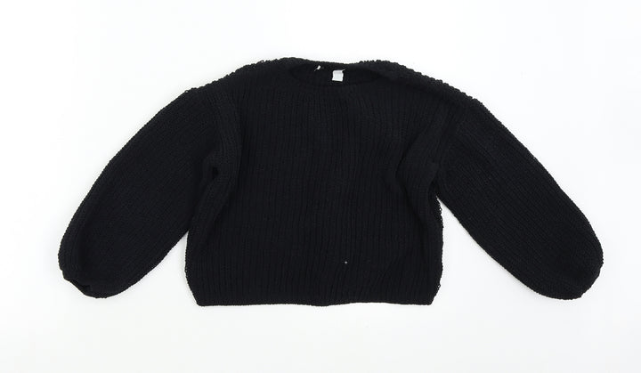 H&M Girls Black  Knit Pullover Jumper Size 7-8 Years
