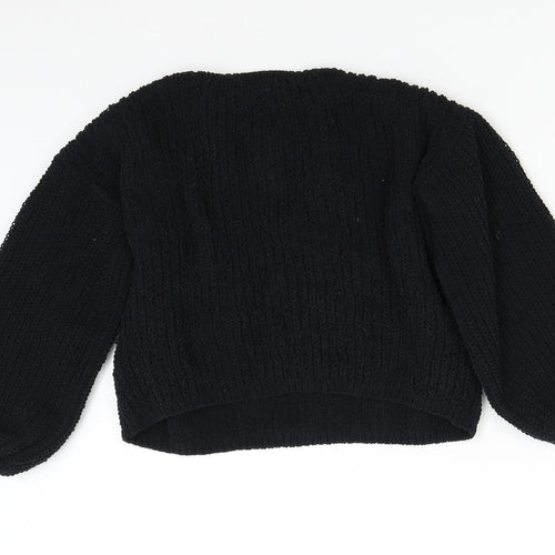 H&M Girls Black  Knit Pullover Jumper Size 7-8 Years