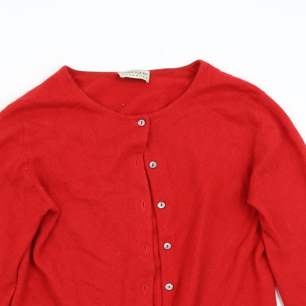 Jaeger Womens Red  Knit Cardigan Jumper Size S