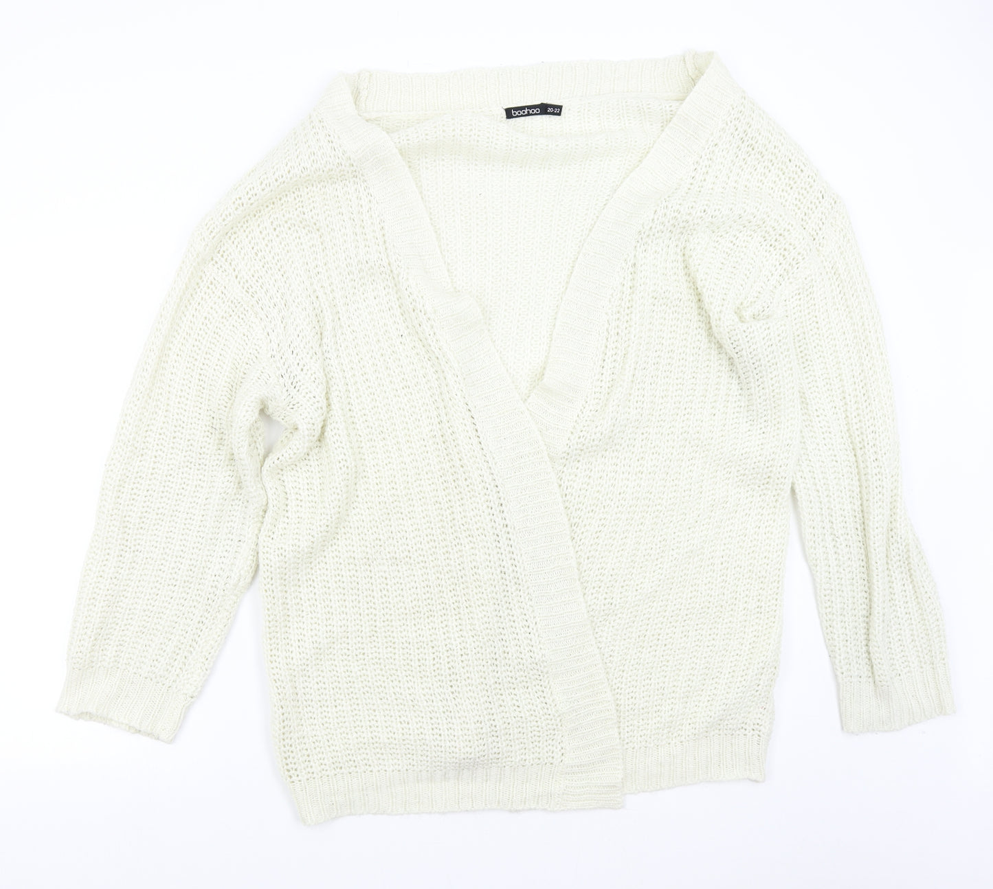 Boohoo Womens Beige  Knit Cardigan Jumper Size 20