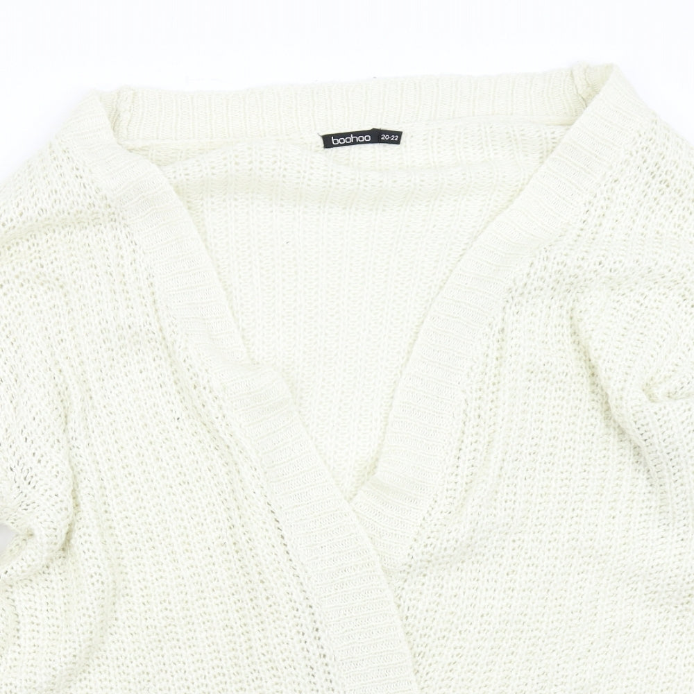 Boohoo Womens Beige  Knit Cardigan Jumper Size 20