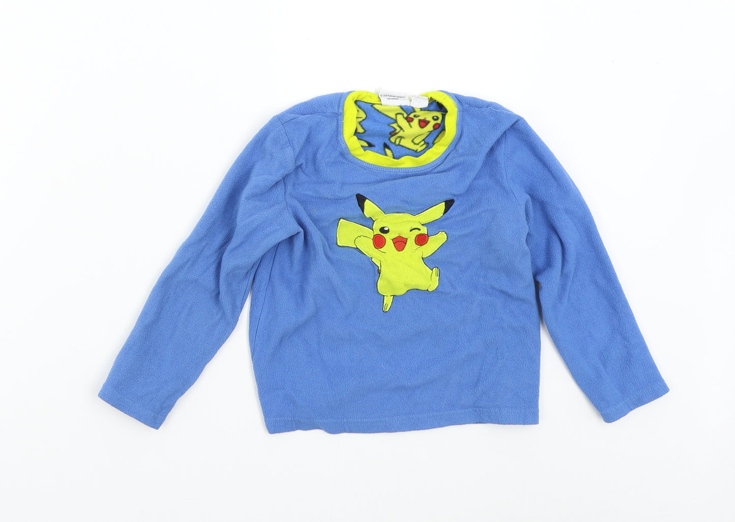 Primark Boys Blue Solid Fleece  Pyjama Top Size 6-7 Years  - Pokémon