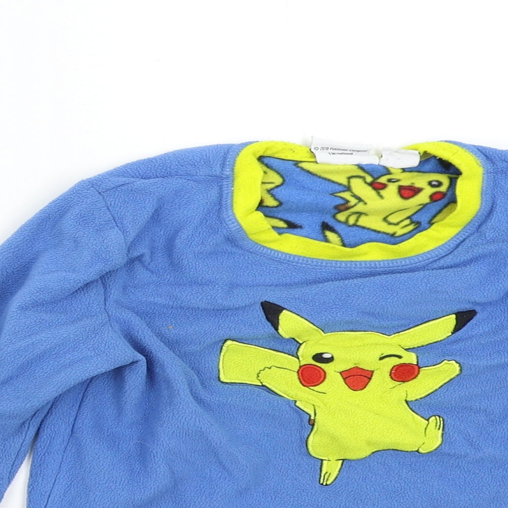 Primark Boys Blue Solid Fleece  Pyjama Top Size 6-7 Years  - Pokémon