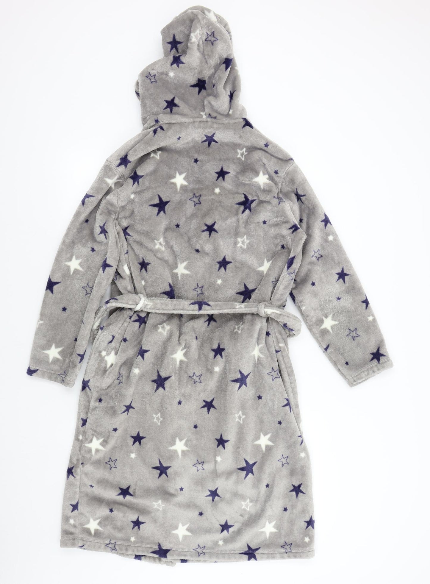 M&S Girls Grey Solid Fleece  Gown Size 13-14 Years  - Stars