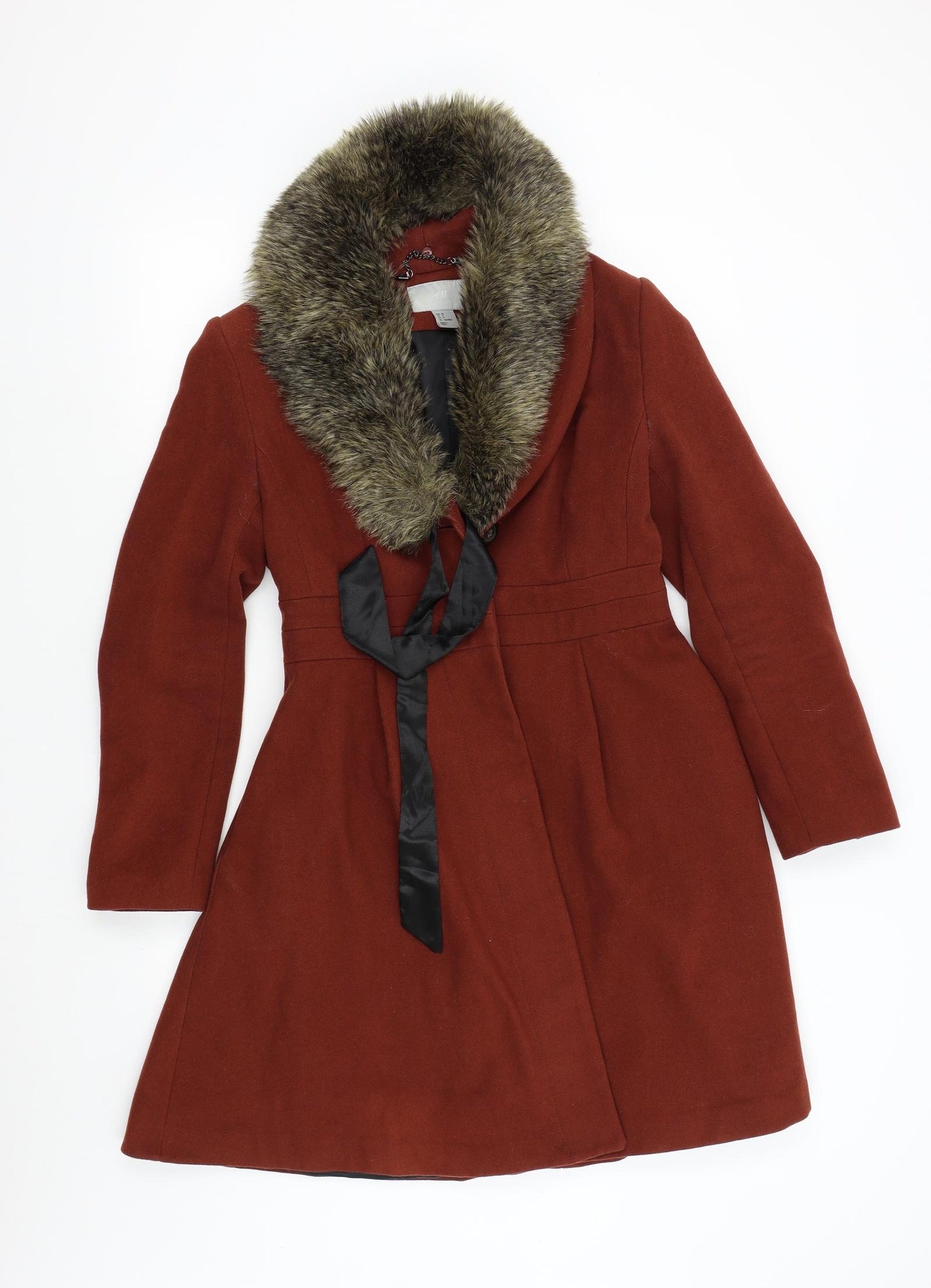 H&M Womens Red   Overcoat Coat Size 10