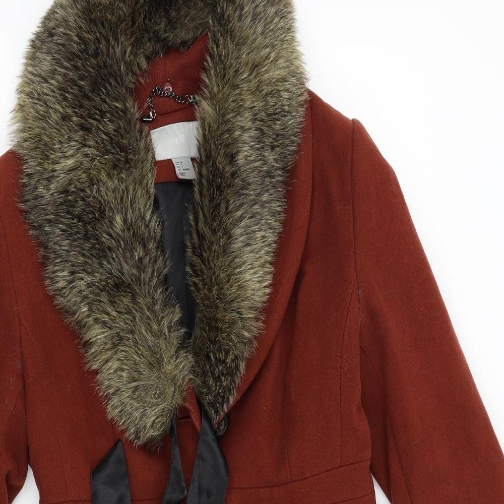 H&M Womens Red   Overcoat Coat Size 10