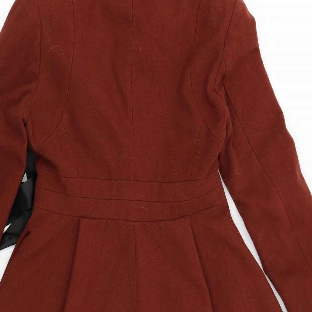 H&M Womens Red   Overcoat Coat Size 10
