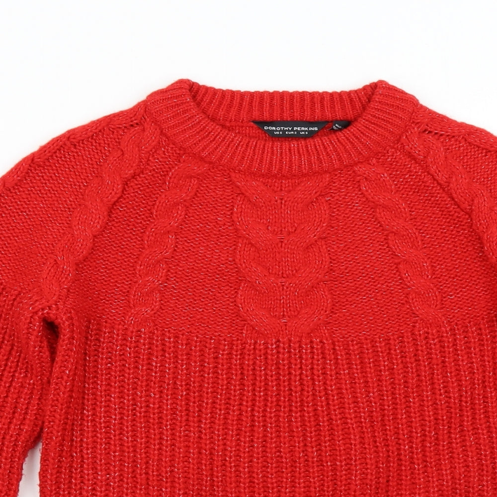 Dorothy Perkins Womens Red  Knit Pullover Jumper Size S