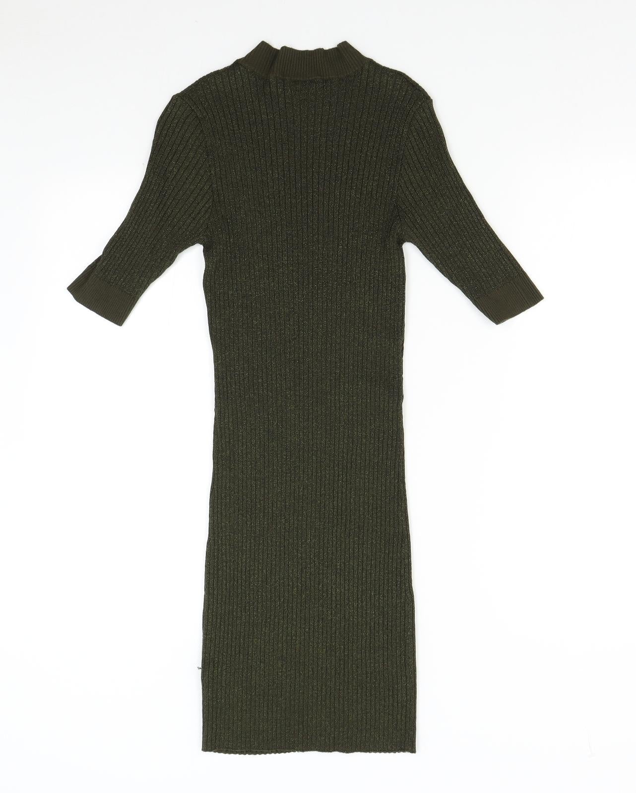River Island Womens Green  Knit Jumper Dress  Size 10  - Body Con