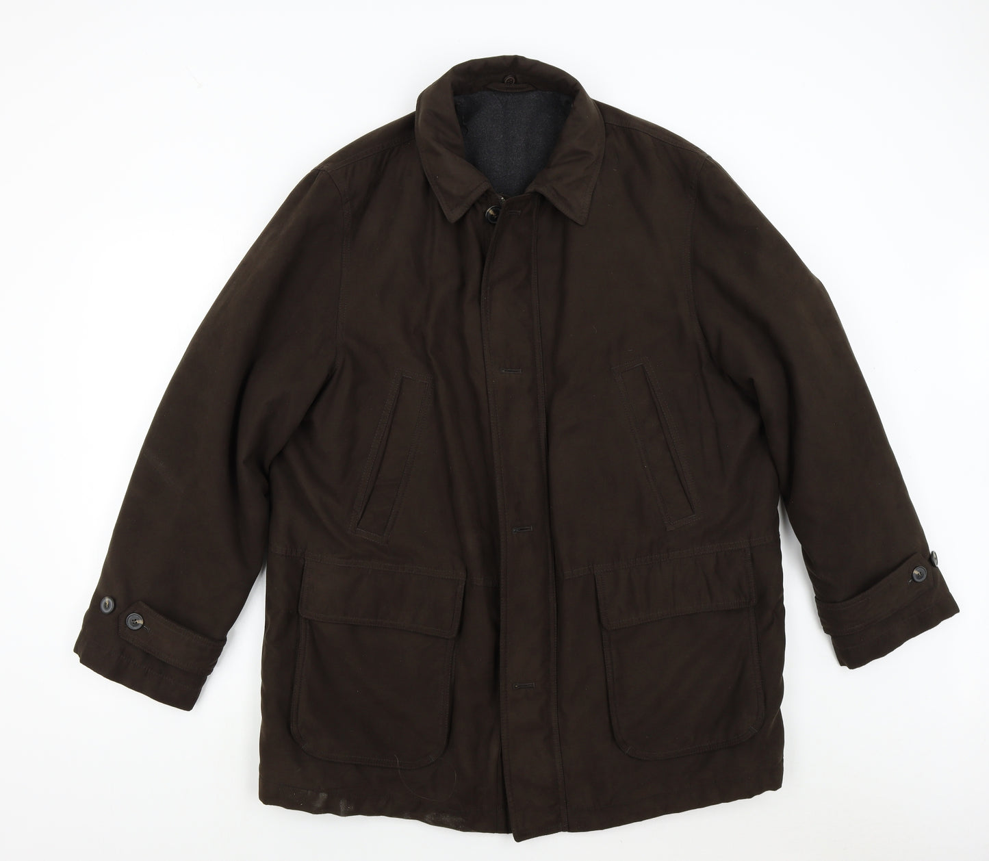 M&S Mens Brown   Overcoat Coat Size L