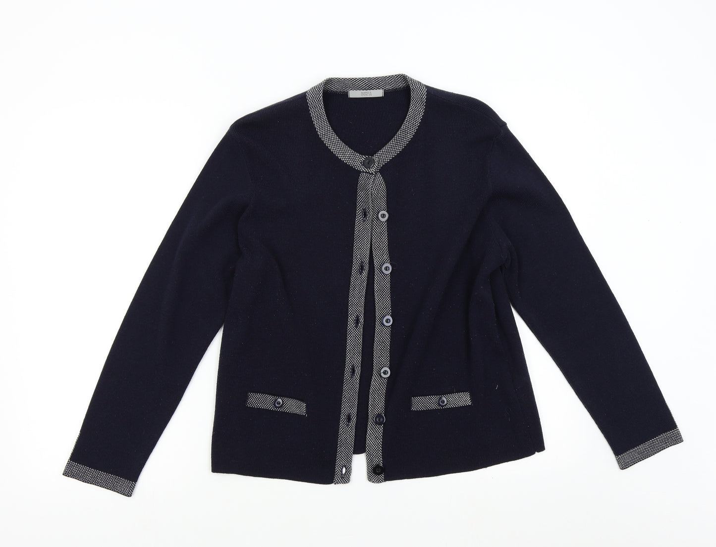 M&S Womens Blue  Knit Cardigan Jumper Size 14