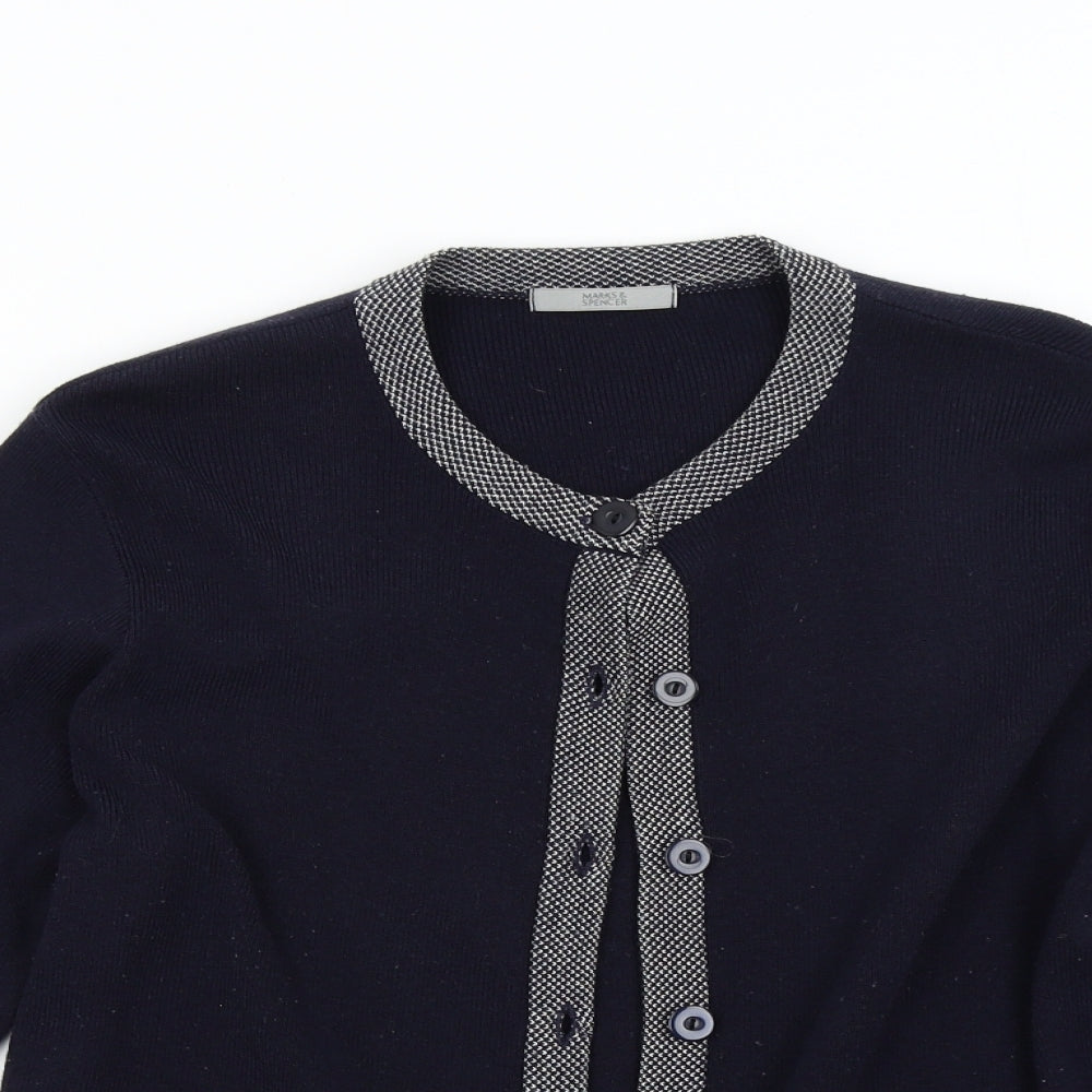 M&S Womens Blue  Knit Cardigan Jumper Size 14