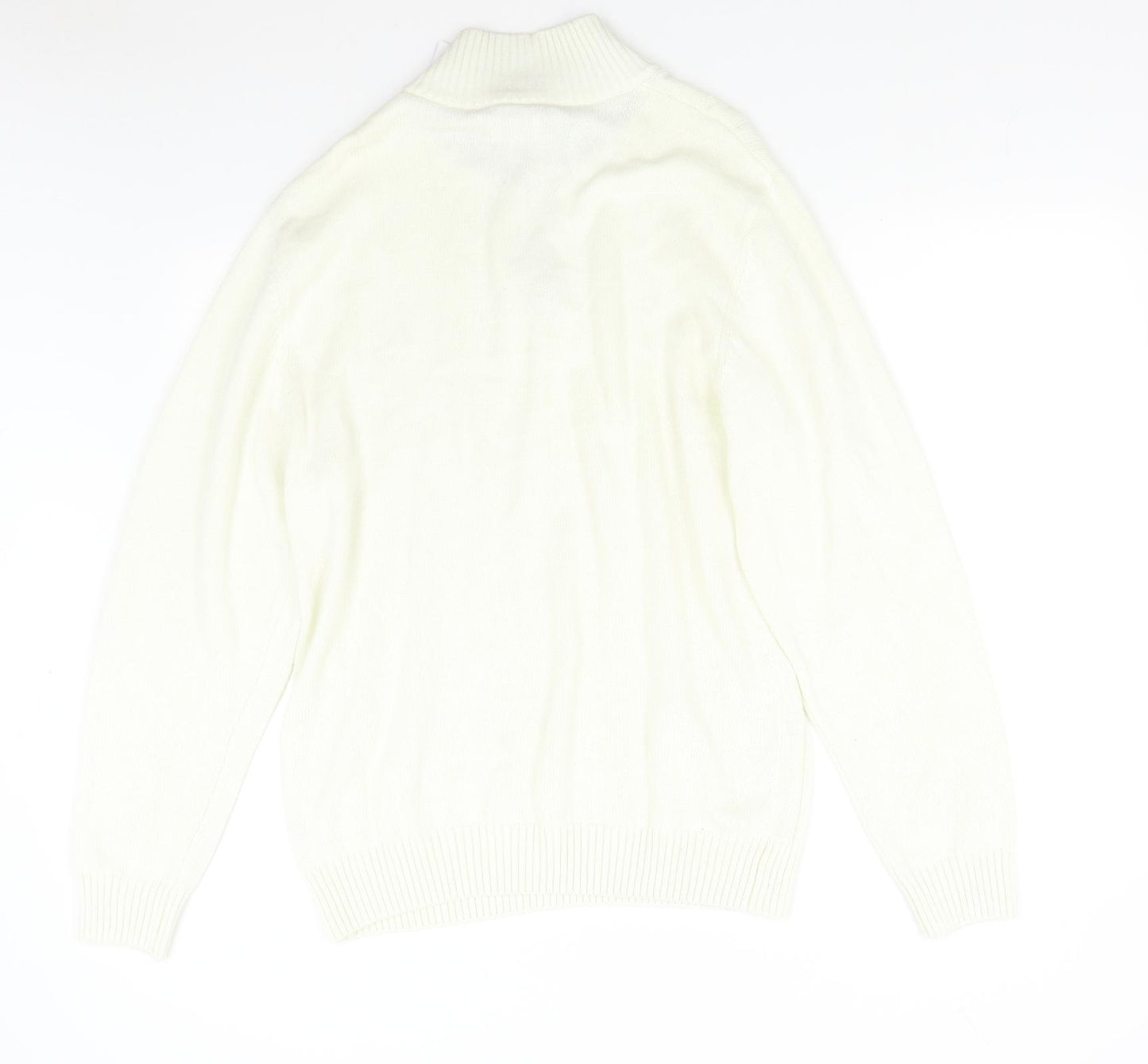 Haggar Mens Ivory  Knit Henley Jumper Size L