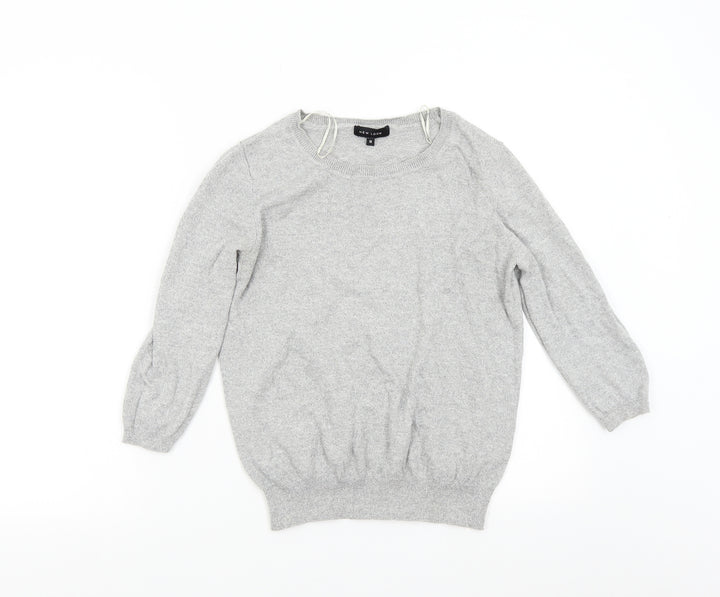 New Look Womens Grey Knit Pullover Jumper Size 12