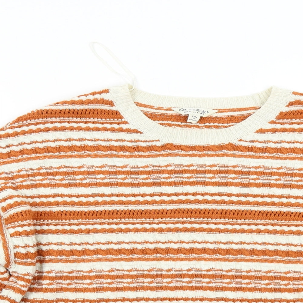 Miss Selfridges Womens Orange Striped Knit Pullover Jumper Size 8