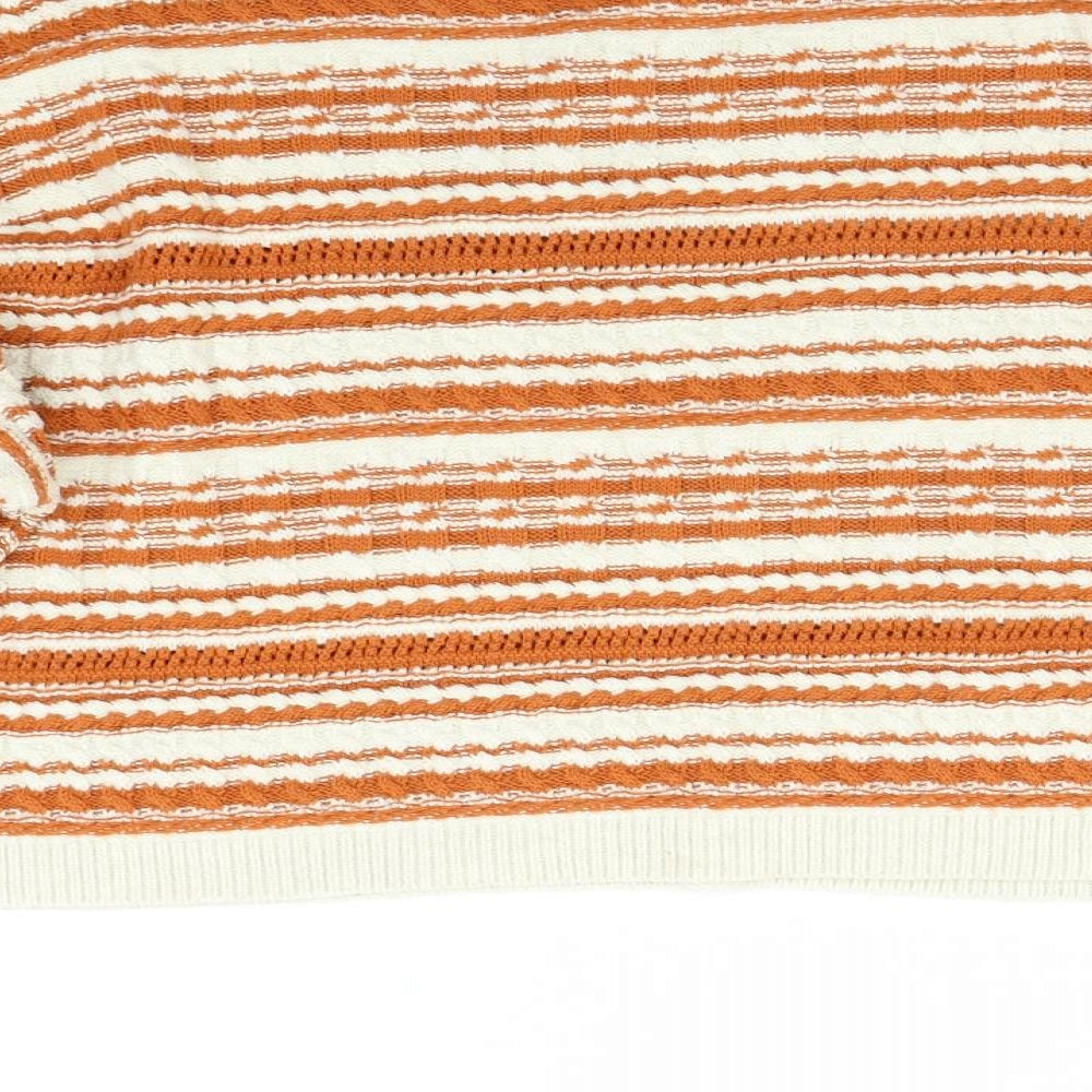 Miss Selfridges Womens Orange Striped Knit Pullover Jumper Size 8