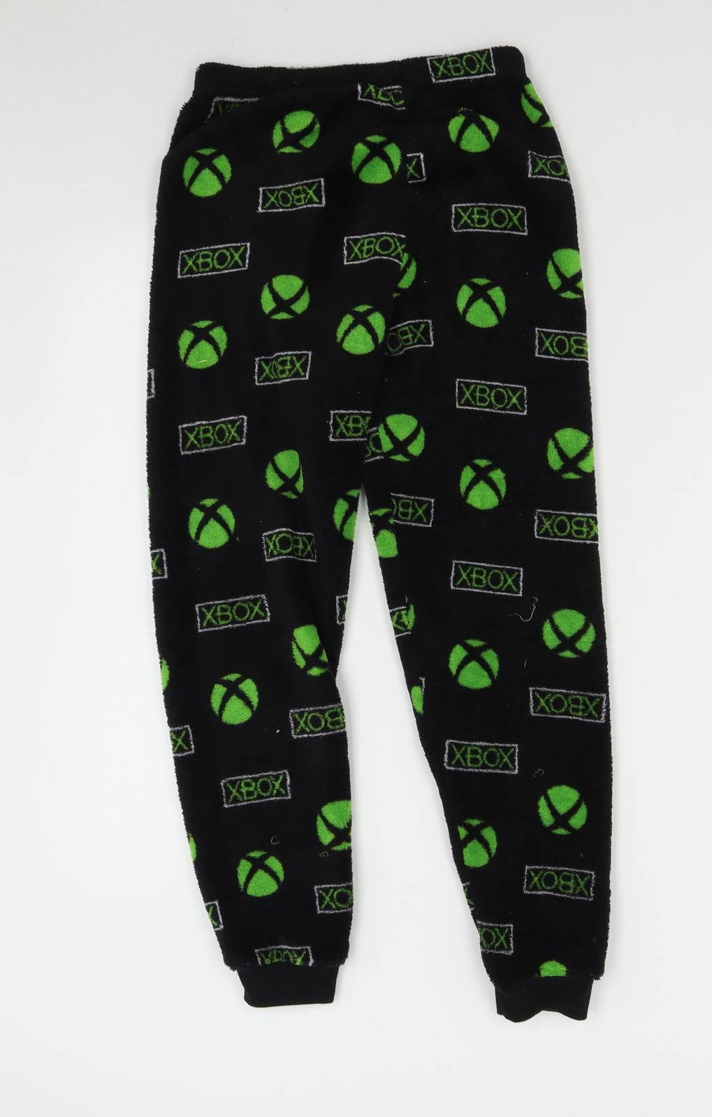 Primark Boys Black Solid Fleece  Pyjama Pants Size 9-10 Years  - XBOX