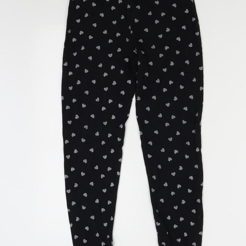 George Girls Black Solid   Pyjama Pants Size 9-10 Years  - Hearts