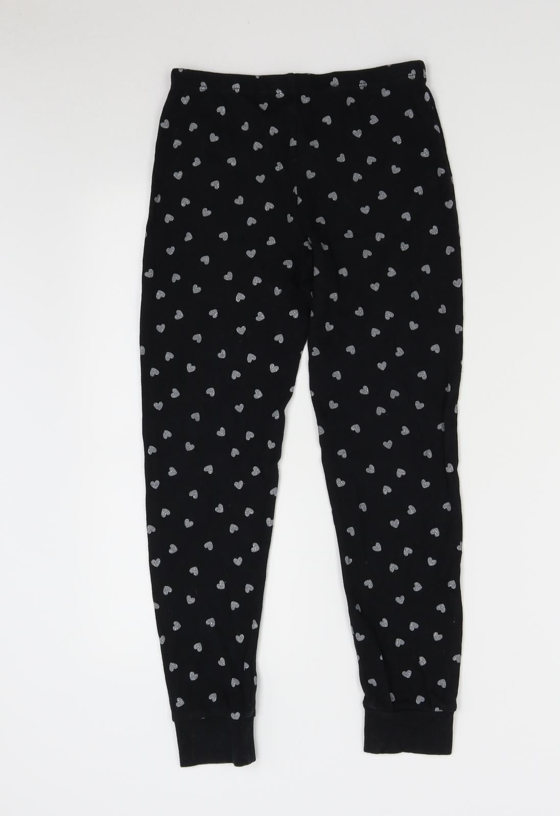 George Girls Black Solid   Pyjama Pants Size 9-10 Years  - Hearts