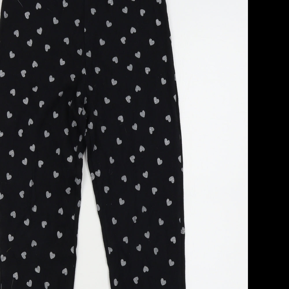 George Girls Black Solid   Pyjama Pants Size 9-10 Years  - Hearts