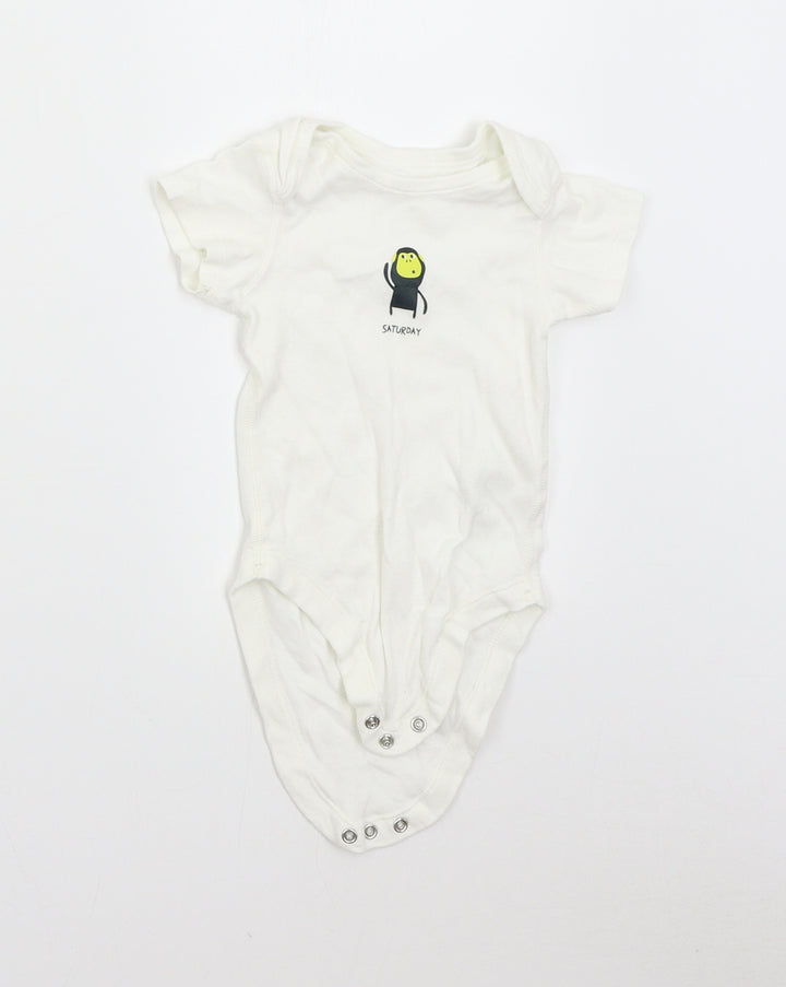 M&S Baby White   Babygrow One-Piece Size 6-9 Months  - Saturday